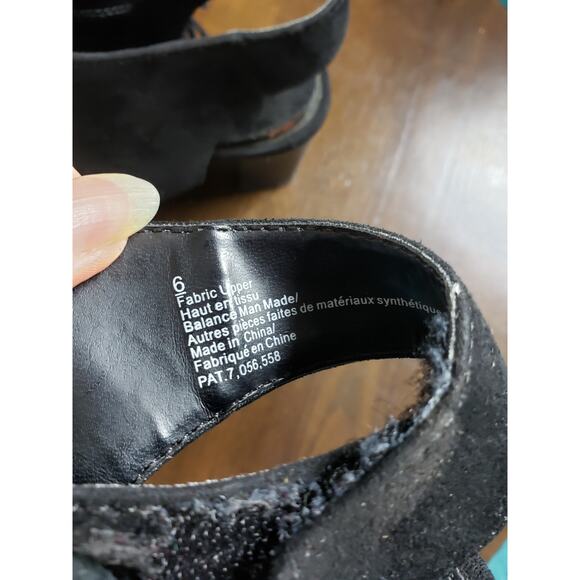 Express Heels Size 6 Womens Black Slingback Block Fabric Tassle Peep Toe Shoes - Picture 9 of 13